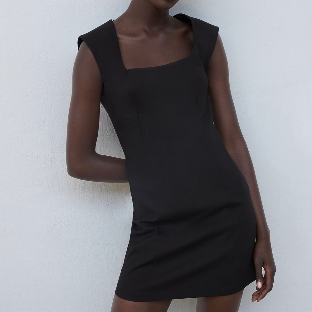 NWT Zara TRF black fitted mini dress - Picture 6 of 14